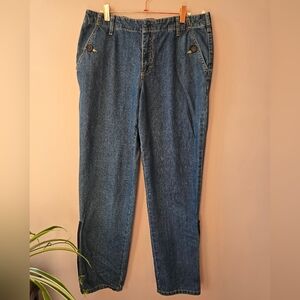 VTG Tommy Hilfiger Y2K High Rise Straight Leg Jeans Side Zip Ankle Size 12